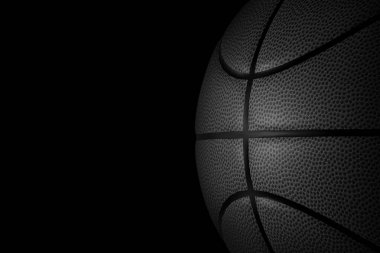 Siyah arka planda basketbol. 3d hazırlayıcı