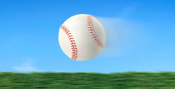 Бейсбол Літає Швидкому Русі Змаганні — стокове фото