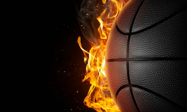 Basketball Fire Black Background — 图库照片