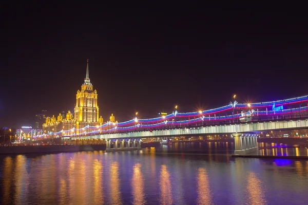 Old moscow hotel with bridge Stock Image