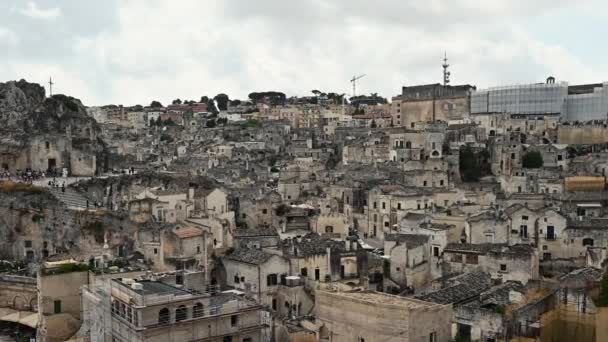 Matera Basilicata Italy Серпень 2021 Дивовижні Капсули Починаються Історичних Будинків — стокове відео