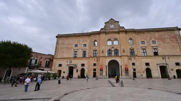 Matera Basilicata Italy August 2021 Pan Footage Facade Annunziata Palace — Stock Video