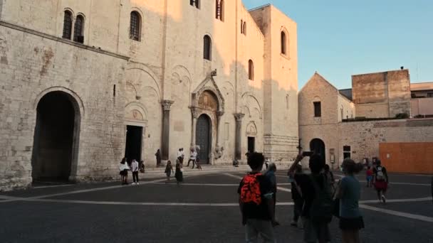 Bari Apulien Italien Augusti 2021 Lutningsbilder Basilikan San Nicola Bari — Stockvideo