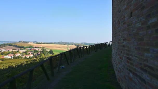 Montemagno Piémont Italie Depuis Les Murs Château Sommet Colline Village — Video