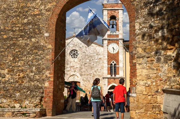 San Quirico Orcia Toskana Talya Ağustos 2020 Tarihi Köyün Duvarlarına — Stok fotoğraf