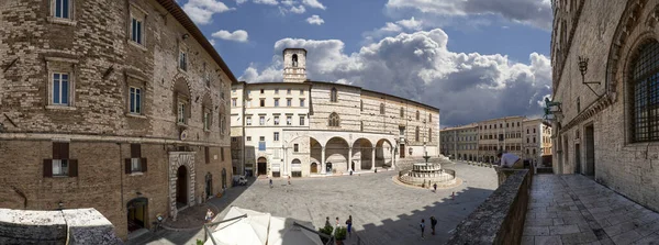 Perugia Umbria Talya Ağustos 2020 Tarihi Fıskiyeli Piazza Novembre Manzaralı — Stok fotoğraf