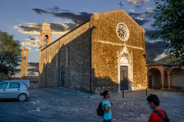 Montalcino Toscana Italia Agosto 2020 Iglesia Sant Agostino Centro Histórico — Foto de Stock