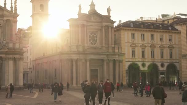Turin Piedmont Italy December 2021 Amazing Tilt Footage Golden Hour — Stockvideo