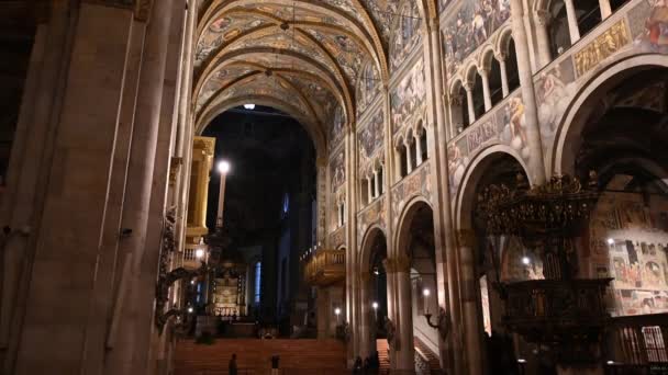 Parma Emilia Romagna Italy January 2022 Amazing Tilt Footage Frescoes — 图库视频影像