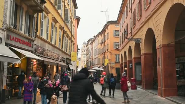 Parma Emilia Romagna Italy January 2022 Street Center Crowded People — Stok video