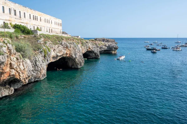 Santa Maria Leuca Puglia Italia Increíble Vista Las Cuevas Naturales —  Fotos de Stock