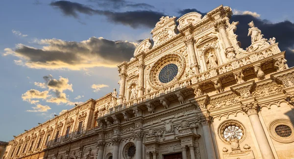 Lecce Puglia Talya Ağustos 2021 Santa Croce Kilisesi Lecce Barok — Stok fotoğraf