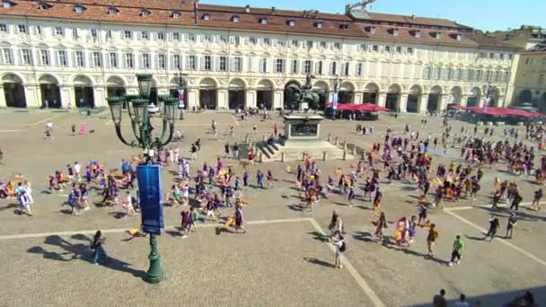 Turin Piedmont Italy May 2022 Fans Barcelona Football Team Peacefully — Stock Video