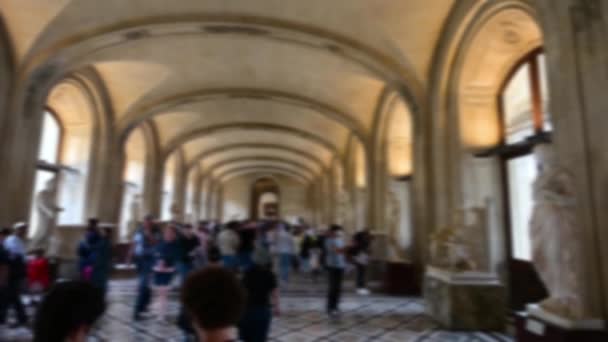 Paris France June 2022 Blurred Pov Footage Person Walking Louvre — Stockvideo