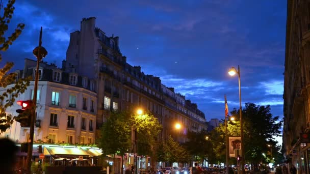 Paris France June 2022 Paris Nightlife Footage Atmosphere Night Lights — Stockvideo