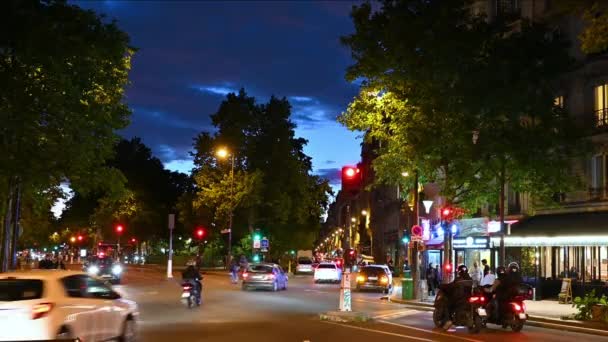 Paris France June 2022 Paris Nightlife Footage Atmosphere Night Lights — Stockvideo