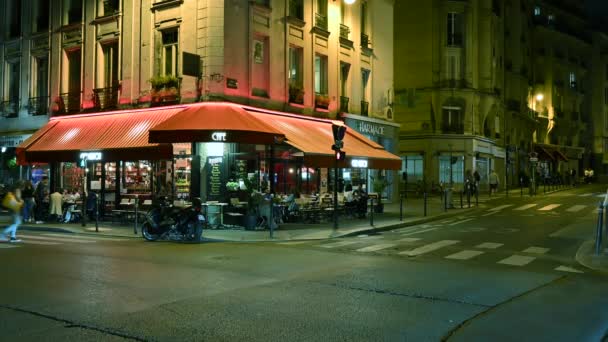 Paris França Junho 2022 Vida Noturna Bela Paris Café Esquina — Vídeo de Stock