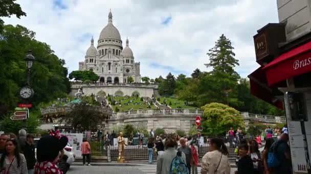 Paris France June 2022 Tilt Footage Nice View Sacre Coeur — Stockvideo