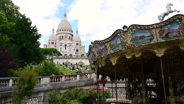 Paris France June 2022 Graceful Footage Nice View Sacre Coeur — Stockvideo