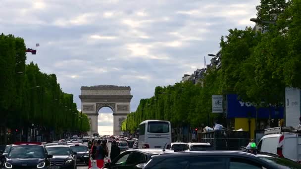 Paris France June 2022 Footage Arc Triomphe One Symbols City — Stock video