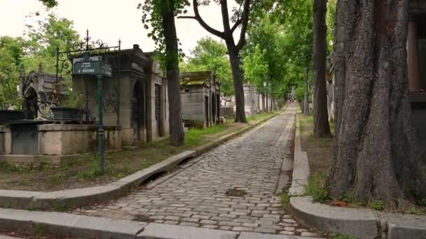 Paris France June 2022 Characteristic Historic Cemetery Pre Lachaise Tilt — ストック動画