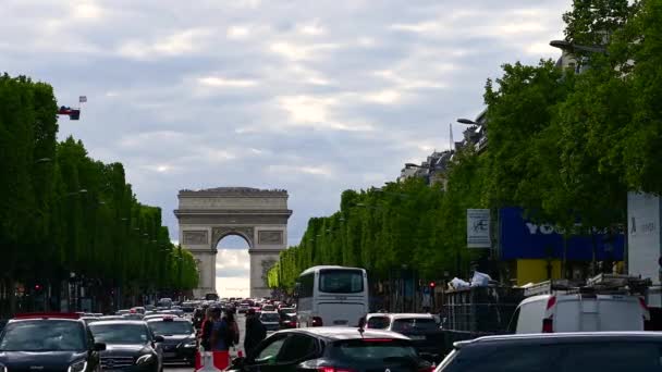 Paris France June 2022 Footage Arc Triomphe One Symbols City — Stok video