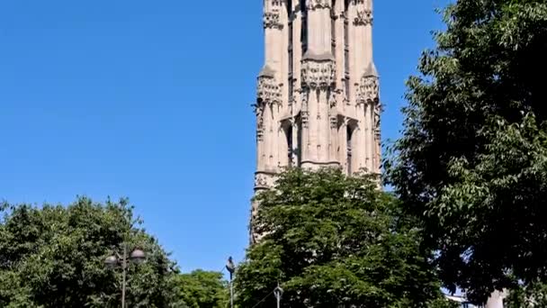 Paris France June 2022 Beautiful Tilt Footage Tour Saint Jacques — Stok Video