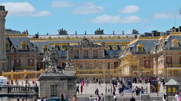 Stunning Footage Facade Palace Versailles Golden Details Capture Attention Observer — Stockvideo