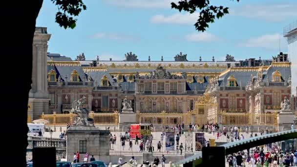 Stunning Footage Facade Palace Versailles Golden Details Capture Attention Observer — Video