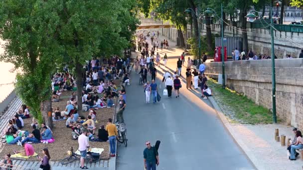 Paris France June 2022 Footage Bank Seine Old Town Golden — Stockvideo