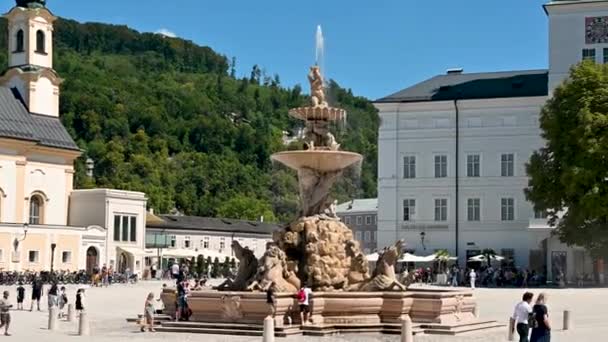 Salzburgo Austria Agosto 2022 Sartén Filmación Plaza Catedral Que Persiste — Vídeos de Stock