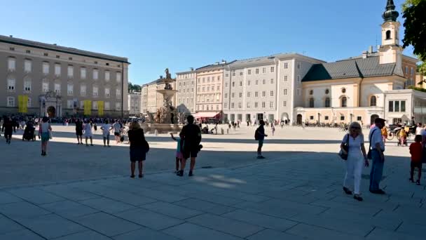 Σάλτσμπουργκ Αυστρία Αύγουστος 2022 Pov Πλάνα Ανακαλύπτουν Την Παλιά Πόλη — Αρχείο Βίντεο