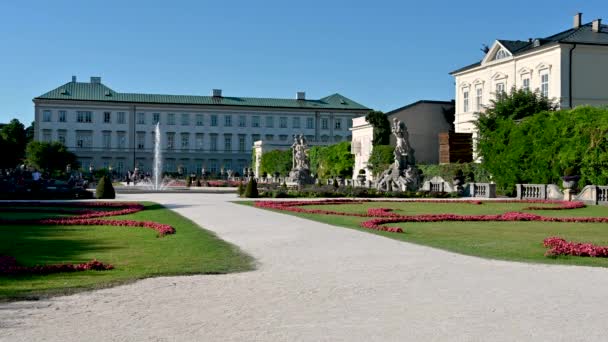 Salzburg Austria Sierpień 2022 Czarujący Dzienny Materiał Ogrodów Pałacu Mirabell — Wideo stockowe