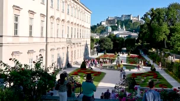 Salzburg Austria August 2022 Enchanting Daytime Footage Mirabell Palace Gardens — Stock Video
