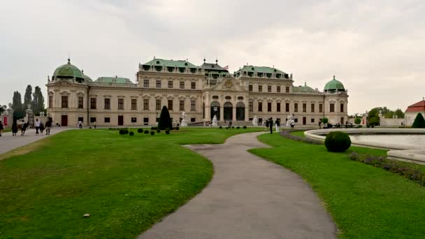 Wien Österreich August 2022 Schöne Panoramische Aufnahmen Des Schlosses Belvedere — Stockvideo