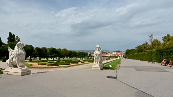 Viena Áustria Agosto 2022 Imagens Panorâmicas Dos Luxuosos Jardins Palácio — Vídeo de Stock
