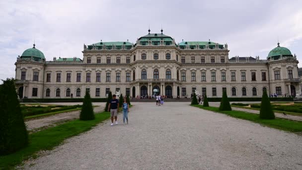 Wiedeń Austria Sierpień 2022 Statyczne Nagranie Tylnej Fasady Pałacu Belvedere — Wideo stockowe