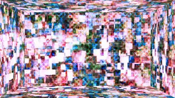 Übertragung Hallo Tech Glitzernde Abstrakte Muster Wandraum Multi Color Events — Stockvideo
