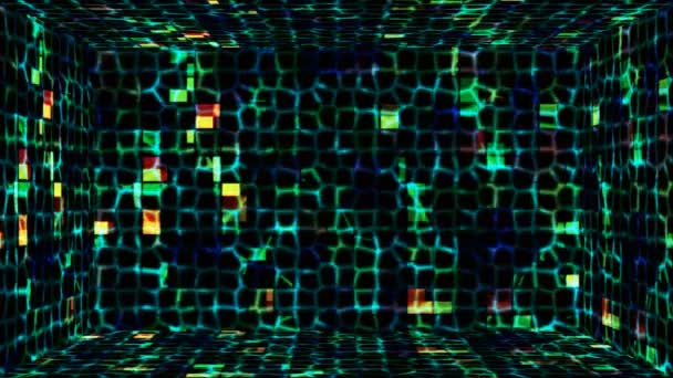Uitzending Tech Glinsterende Abstracte Patronen Wandkamer Multi Color Evenementen Loopbaar — Stockvideo