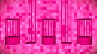 Broadcast Floating Rotating Hi-Tech Cells, Magenta, Events, 3D, Loopable, 4K