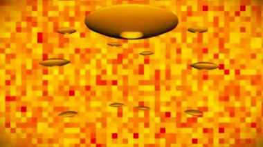 Broadcast Flying Passing Hi-Tech Saucers, Golden, Space, 3D, 4K