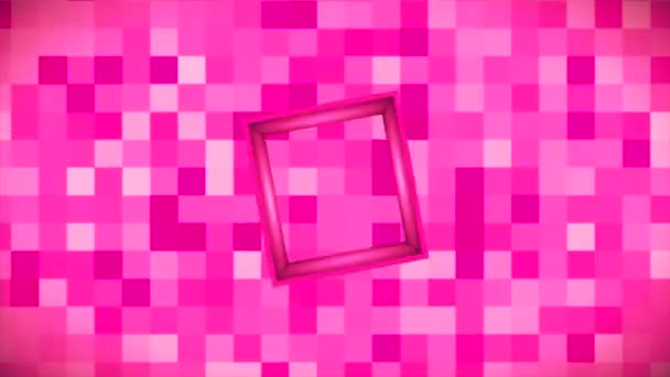Broadcast Flying Spinning Tech Hollow Cubic Windows Magenta Events — Vídeo de stock