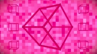 Broadcast Floating Spinning Turning Hi-Tech Hollow Cubes, Magenta, Technology, 3D, Loopable, 4K