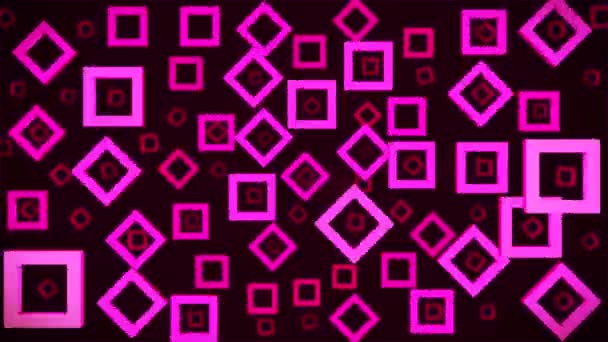 Broadcast Floating Spinning Tech Illuminated Squares Magenta Events Loopable — Stock Video