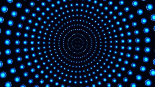 Broadcast Spinning Revealing Tech Glowing Lights Tunnel Blue Events Loopable — Vídeo de Stock