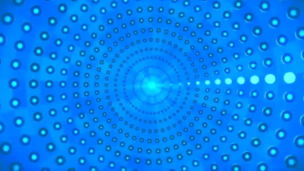 Broadcast Spinning Revelando Tech Glowing Buscando Luces Túnel Azul Eventos — Vídeos de Stock