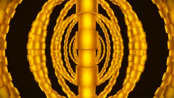 Broadcast Spinning Tech Anillos Iluminados Oro Tecnología Loopable — Vídeo de stock