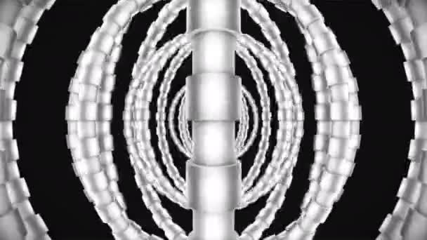 Broadcast Spinning Tech Oświetlone Pierścienie Skala Szarości Technologia Pętla — Wideo stockowe