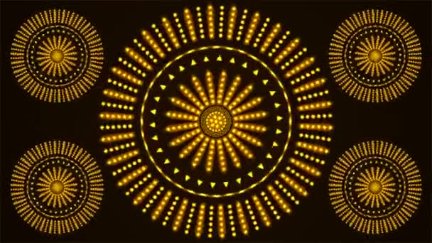 Broadcast Spinning Tech Patrones Iluminados Dorado Eventos Loopable — Vídeos de Stock