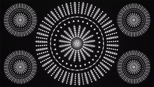 Broadcast Spinning Tech Blinking Illuminated Patterns Grayscale Events Loopable — Stok Video